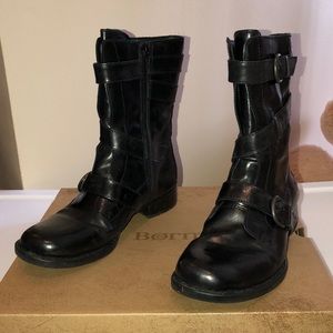 Born black buckle combat boots